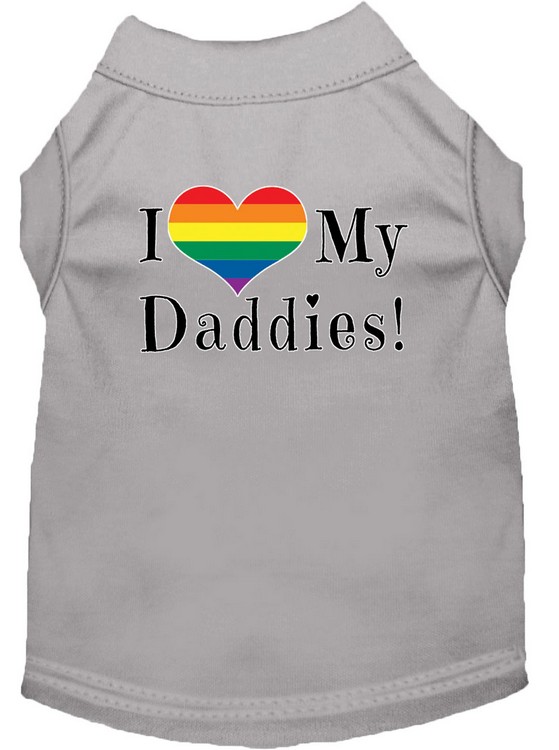 I heart my Daddies Screen Print Dog Shirt Grey Med